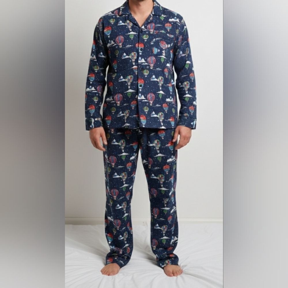 Wondershop Men's Hot Air Balloon Space Print 2-Piece Flannel Pajama Set Large